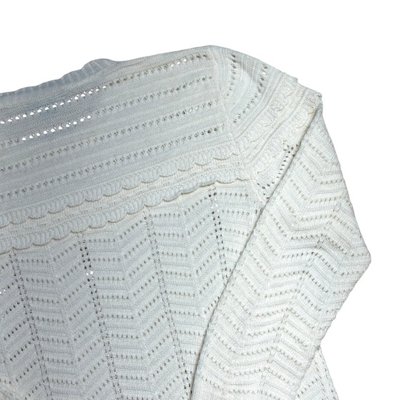 J. Crew White Scalloped Pointelle Lightweight Sweater Womens S - Picture 7 of 9